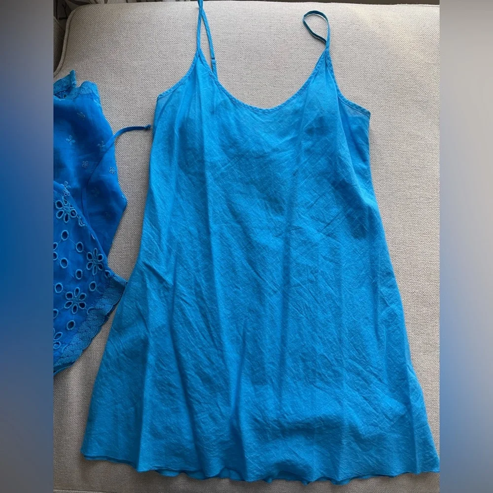 JOHNNY WAS Olympia Eyelet Midi Dress In Ocean Blue Size S - Picture 13 of 14